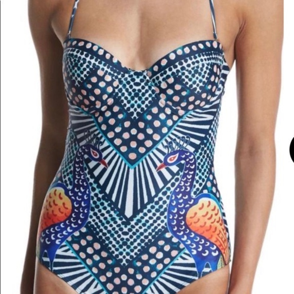 Mara Hoffman Peacock suit with matching cover-up.